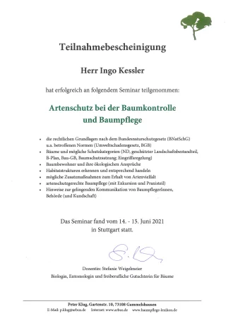Fortbildung – Peter Klug – Artenschutz – 14.06. - 15.06.2021